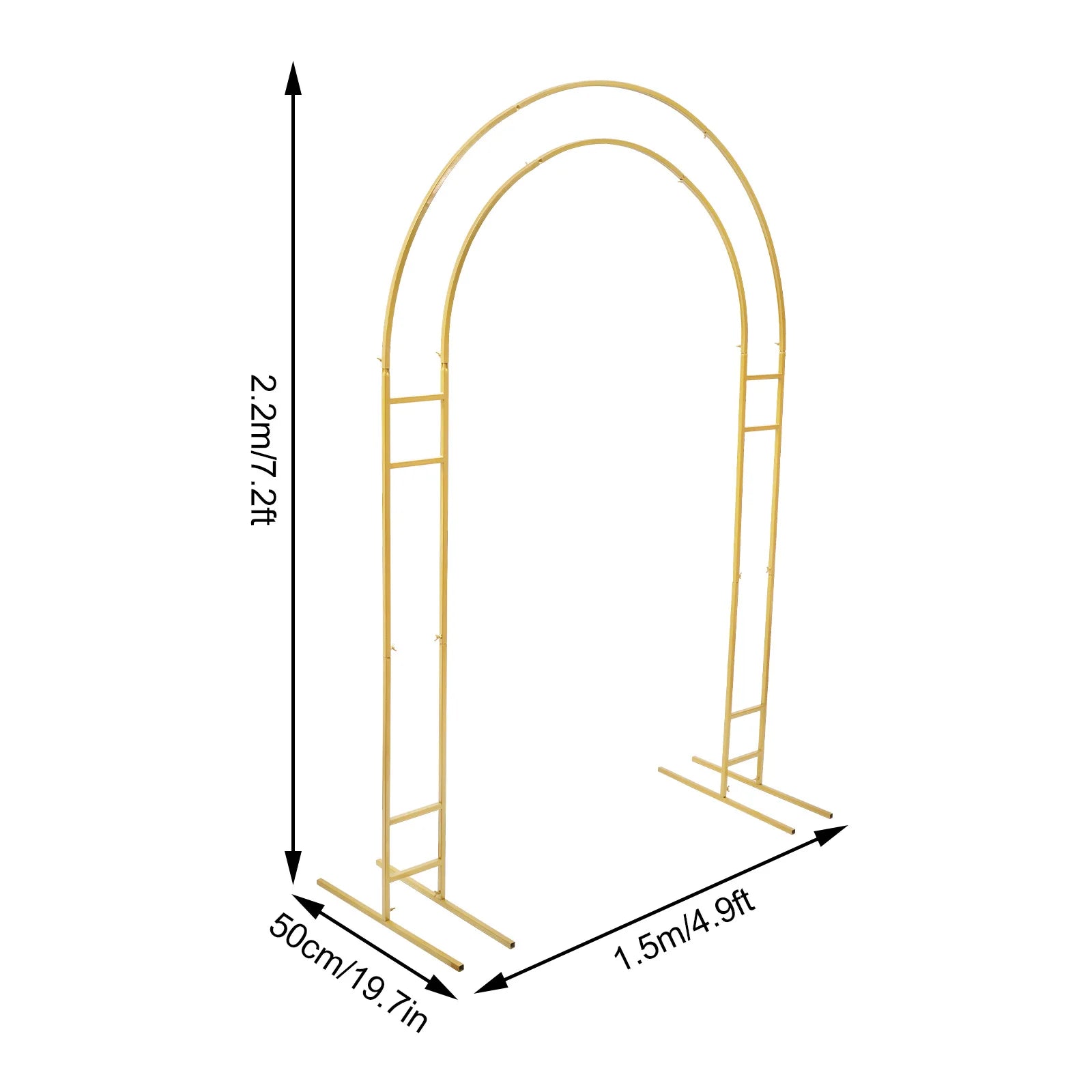 7.2ft Metal Wedding Arch with Base, Balloon Arch Backdrop Arch Stand for Wedding, Garden, Yard, Indoor Outdoor Party Decoration