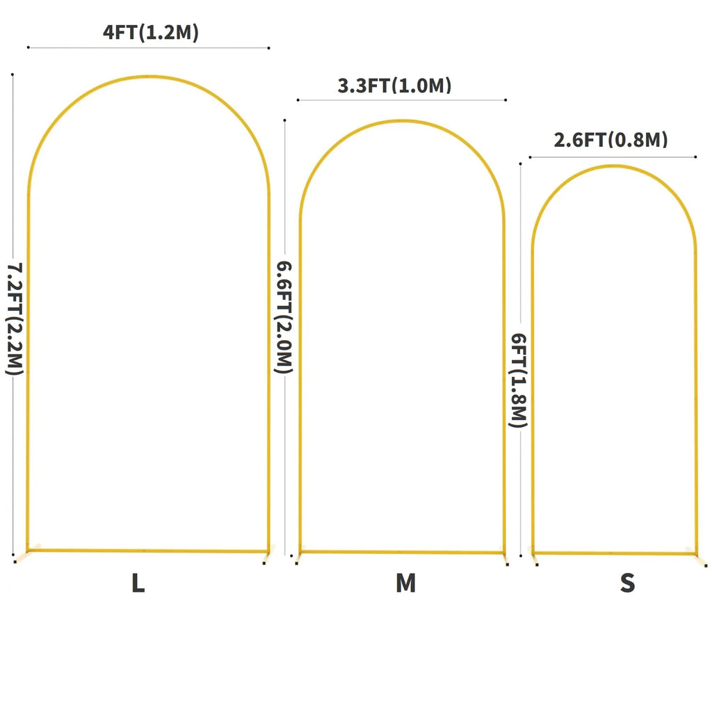 Arco romano dourado de metal para casamentos e festas