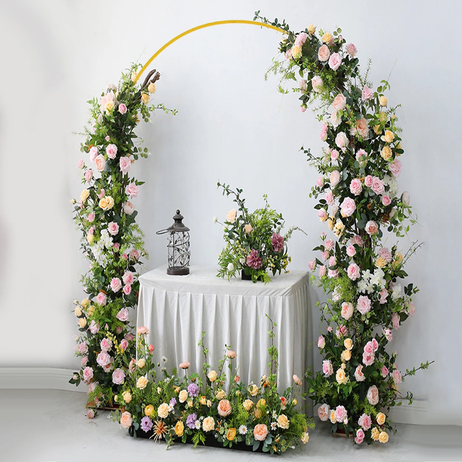 Gold Wedding Arch Backdrop Frame for Party Reusable Balloon Stand for Bridal Shower Birthday Ceremony Garden Decor 6/6.6/7.2FT