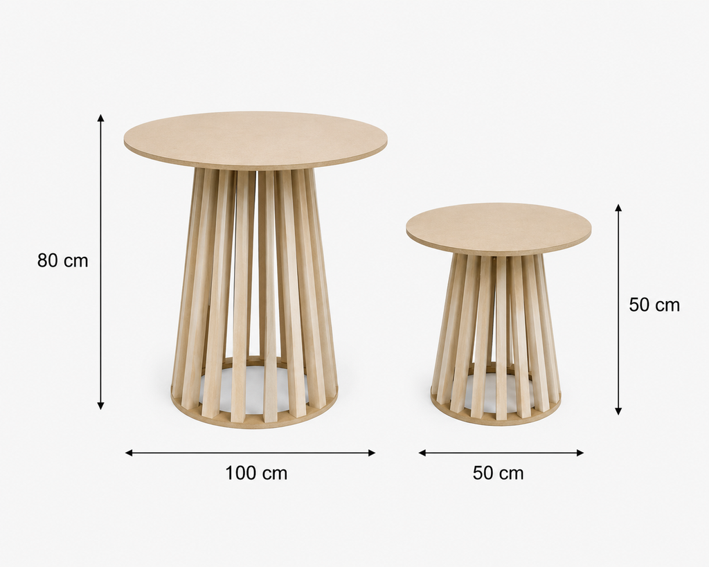 Dupla de Mesas Ripadas em MDF