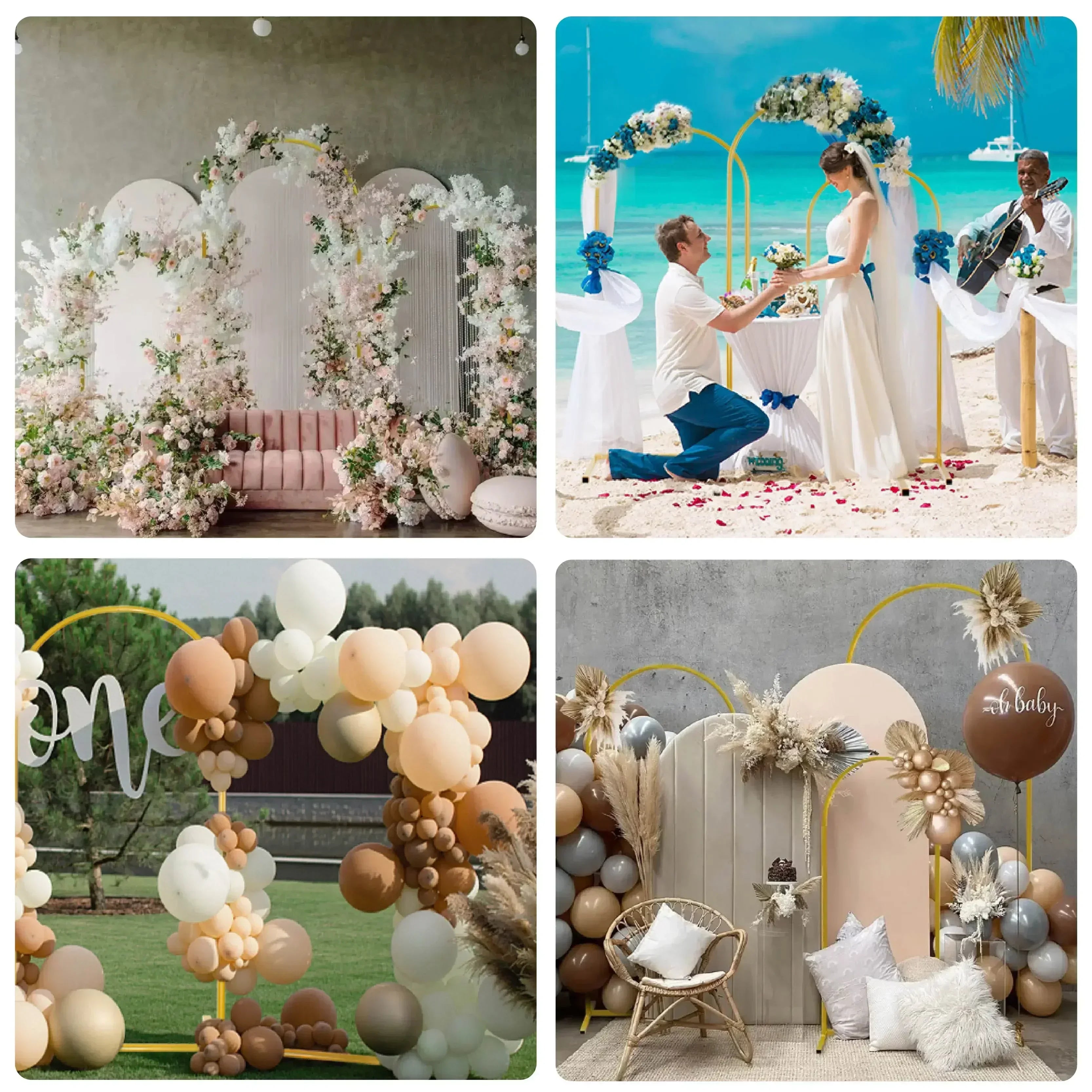 3er-Set goldene Metallbogen-Ständer für Hochzeiten, Partyzubehör, Ballonstützrahmen, Geburtstagsfoto-Hintergrundstützen