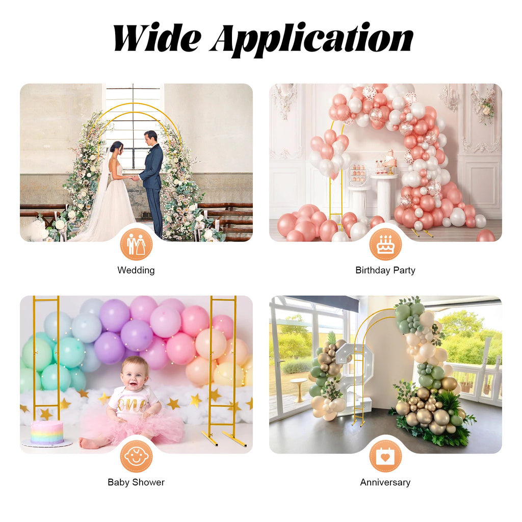 7.2ft Metal Wedding Arch  with Base, Balloon Arch Backdrop Arch Stand for Wedding, Garden, Yard, Indoor Outdoor Party Decoration