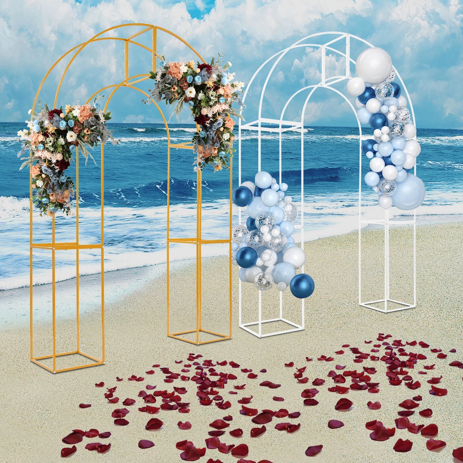 Three-dimensional Arch Wedding Stand, 1.5*2.3m Backdrop Flowers Frame, Free Standing Wedding Party Arch For Weddings, Parties