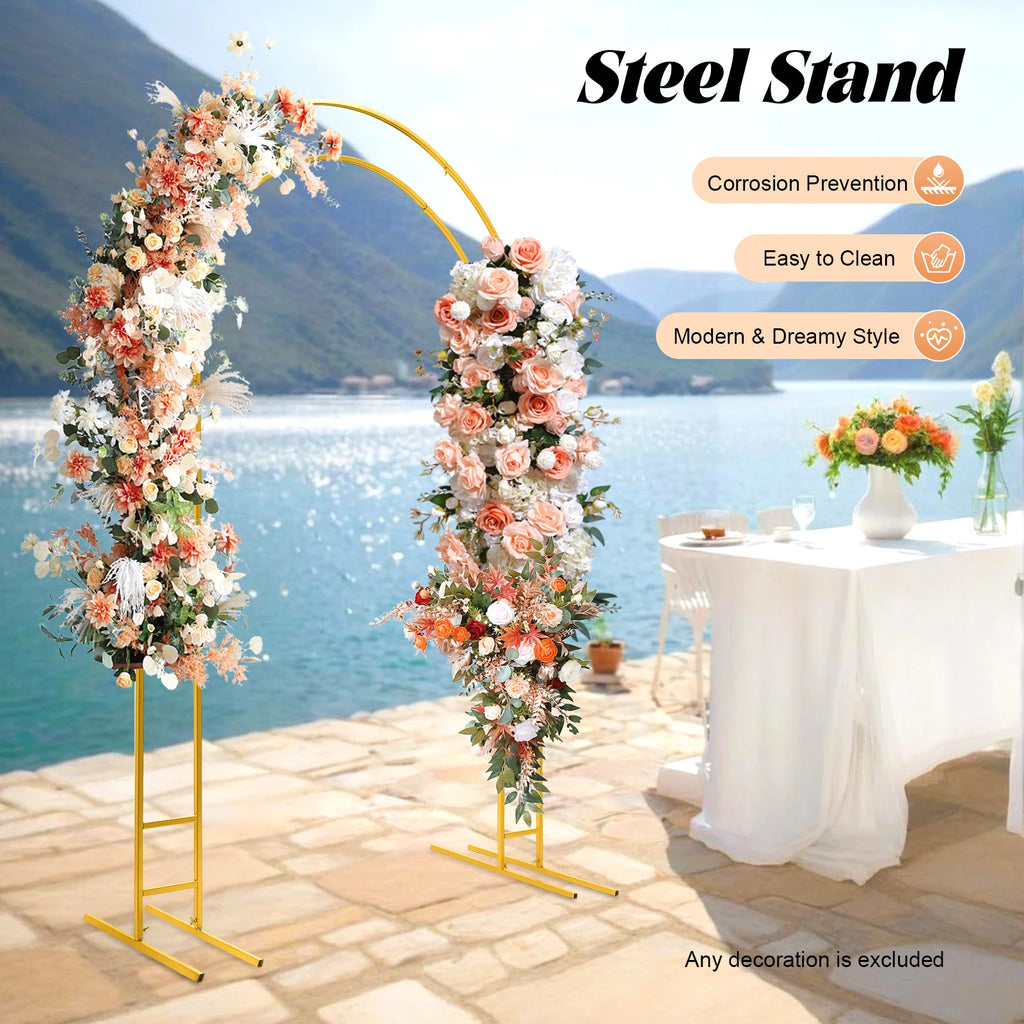 7.2ft Metal Wedding Arch  with Base, Balloon Arch Backdrop Arch Stand for Wedding, Garden, Yard, Indoor Outdoor Party Decoration