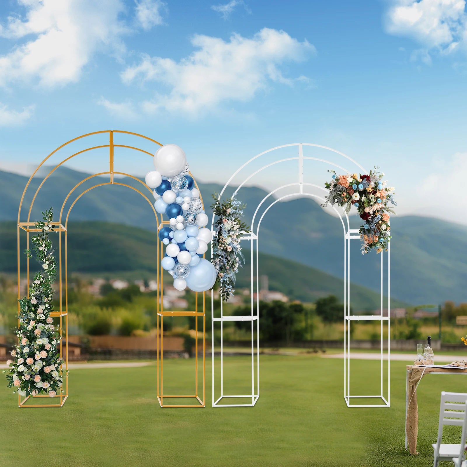 Three-dimensional Arch Wedding Stand, 1.5*2.3m Backdrop Flowers Frame, Free Standing Wedding Party Arch For Weddings, Parties