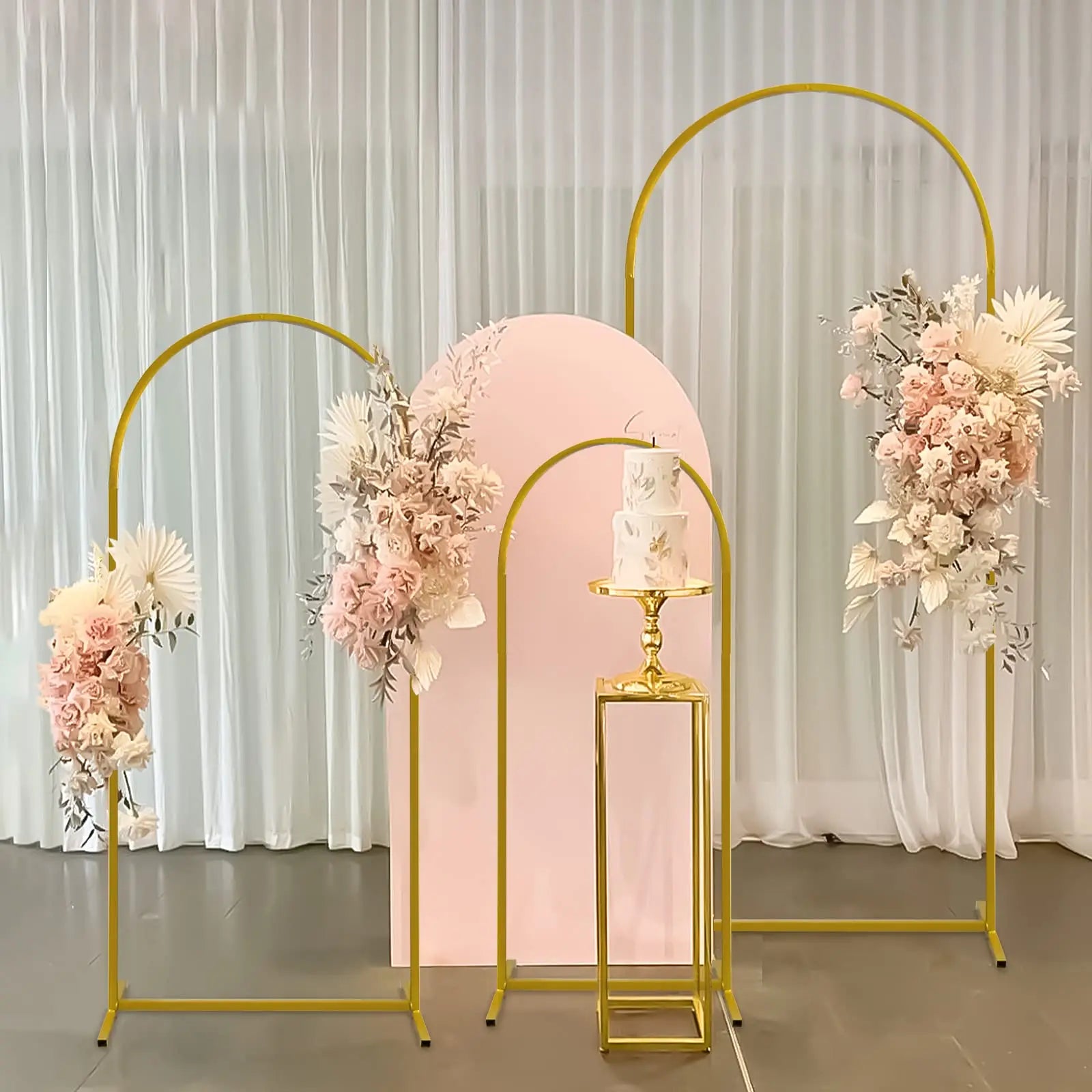 Hochzeitsbogen-Hintergrundständer 3er-Set Gold Metallbogen-Hintergrundständer für Hochzeitszeremonie Babyparty Geburtstag
