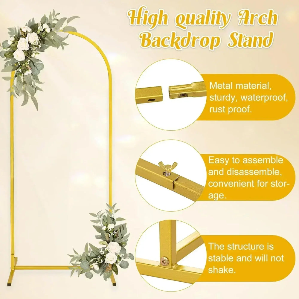3er-Set goldene Metallbogen-Ständer für Hochzeiten, Partyzubehör, Ballonstützrahmen, Geburtstagsfoto-Hintergrundstützen