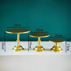 Trio de Suportes Metálicos para Bolos e Doces 20/25/30cm
