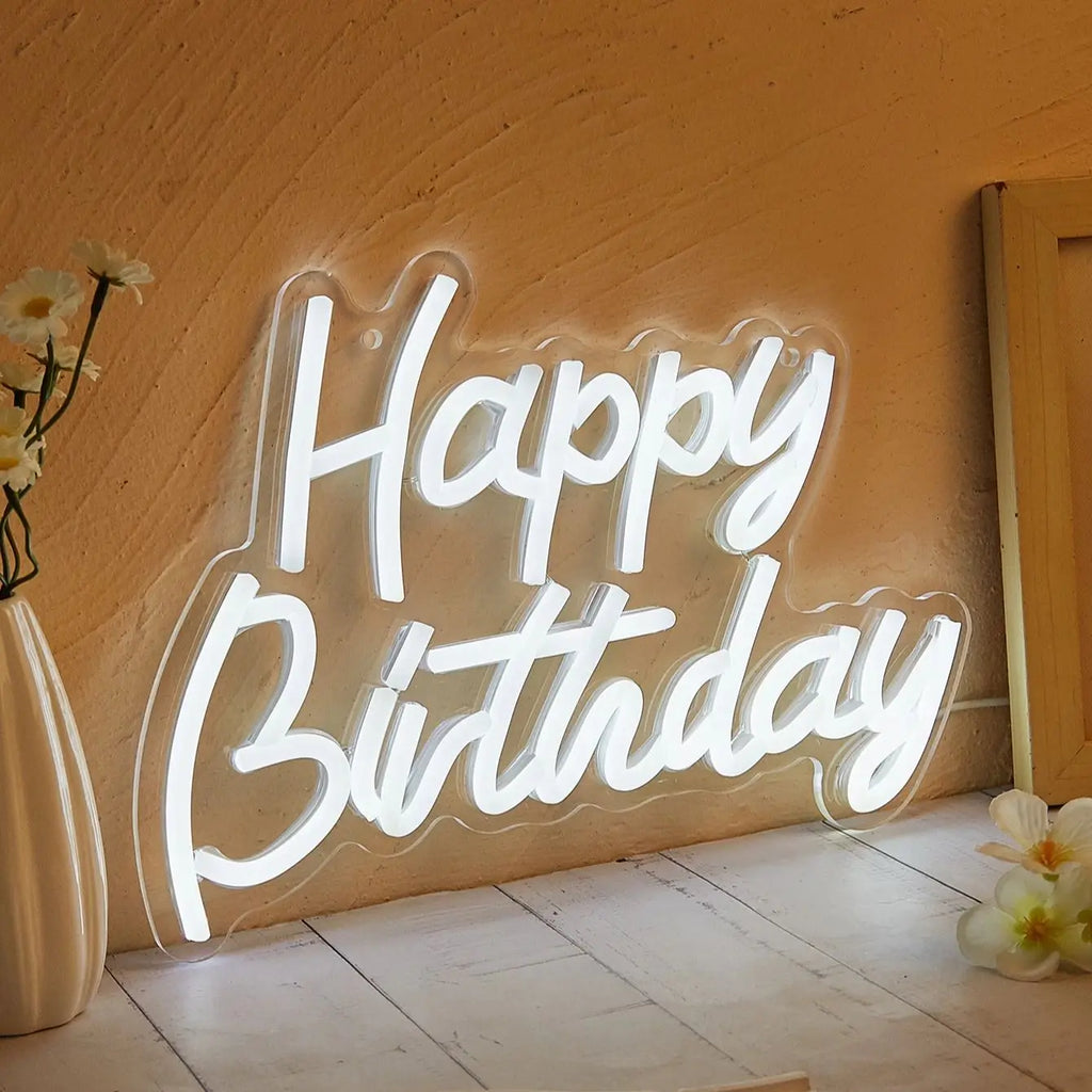 Neon LED Happy Birthday – Decoração de Festa USB