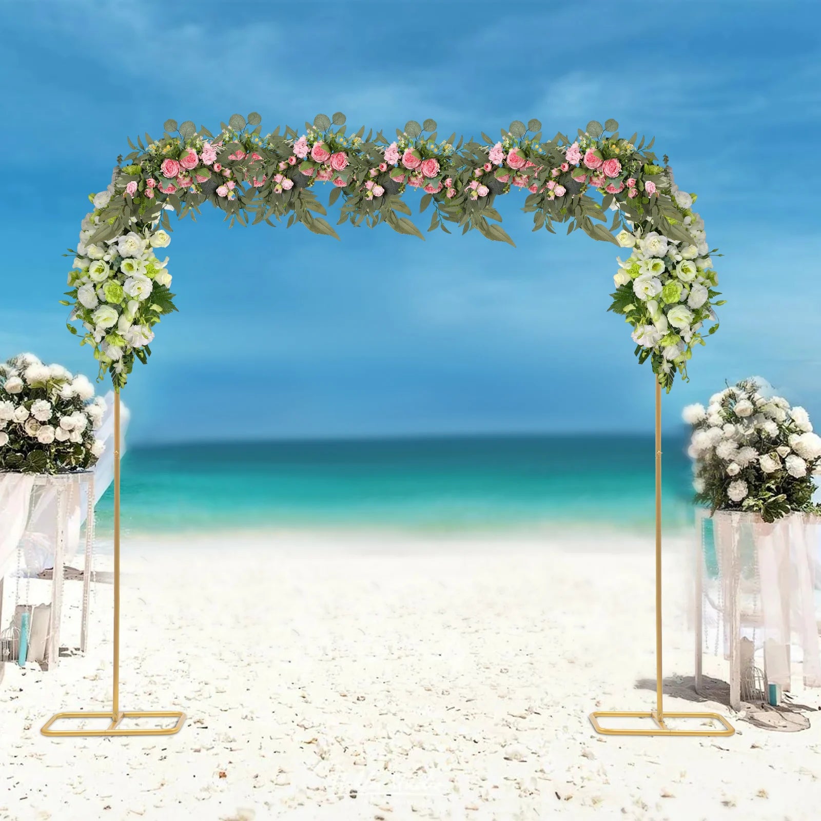 200*210cm Wedding Flower Stand, Metal Wedding Flower Stand, Backdrop Stand for Parties and Events