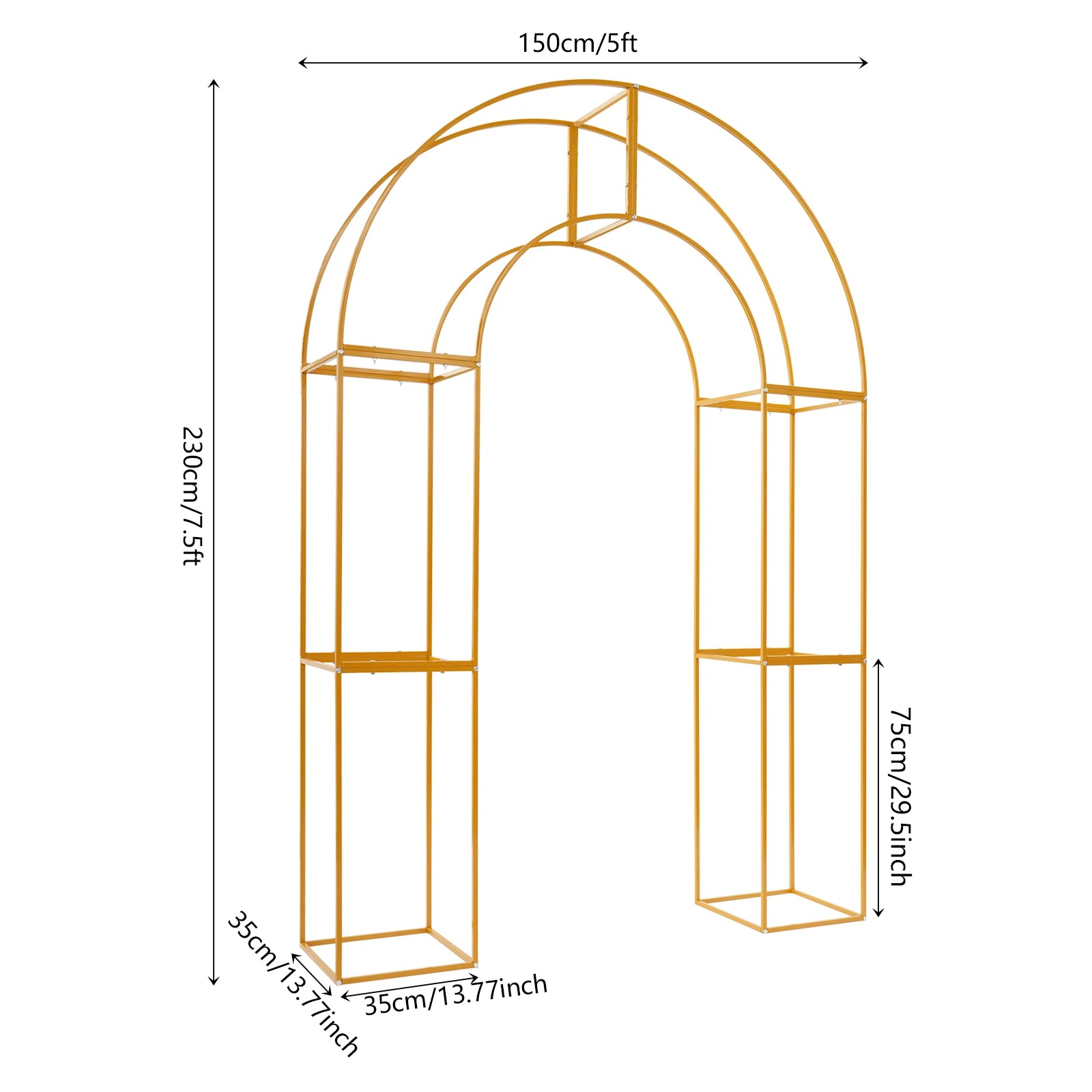 Three-dimensional Arch Wedding Stand, 1.5*2.3m Backdrop Flowers Frame, Free Standing Wedding Party Arch For Weddings, Parties