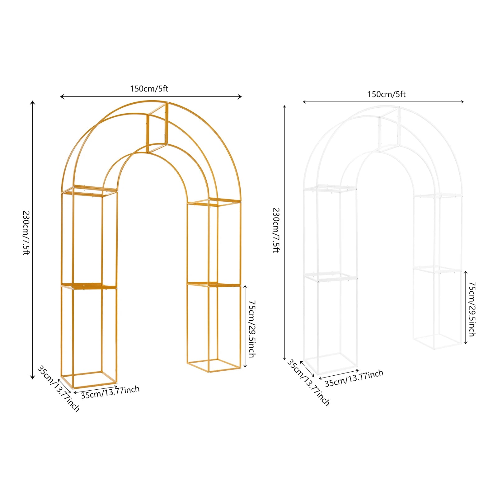 Three-dimensional Arch Wedding Stand, 1.5*2.3m Backdrop Flowers Frame, Free Standing Wedding Party Arch For Weddings, Parties
