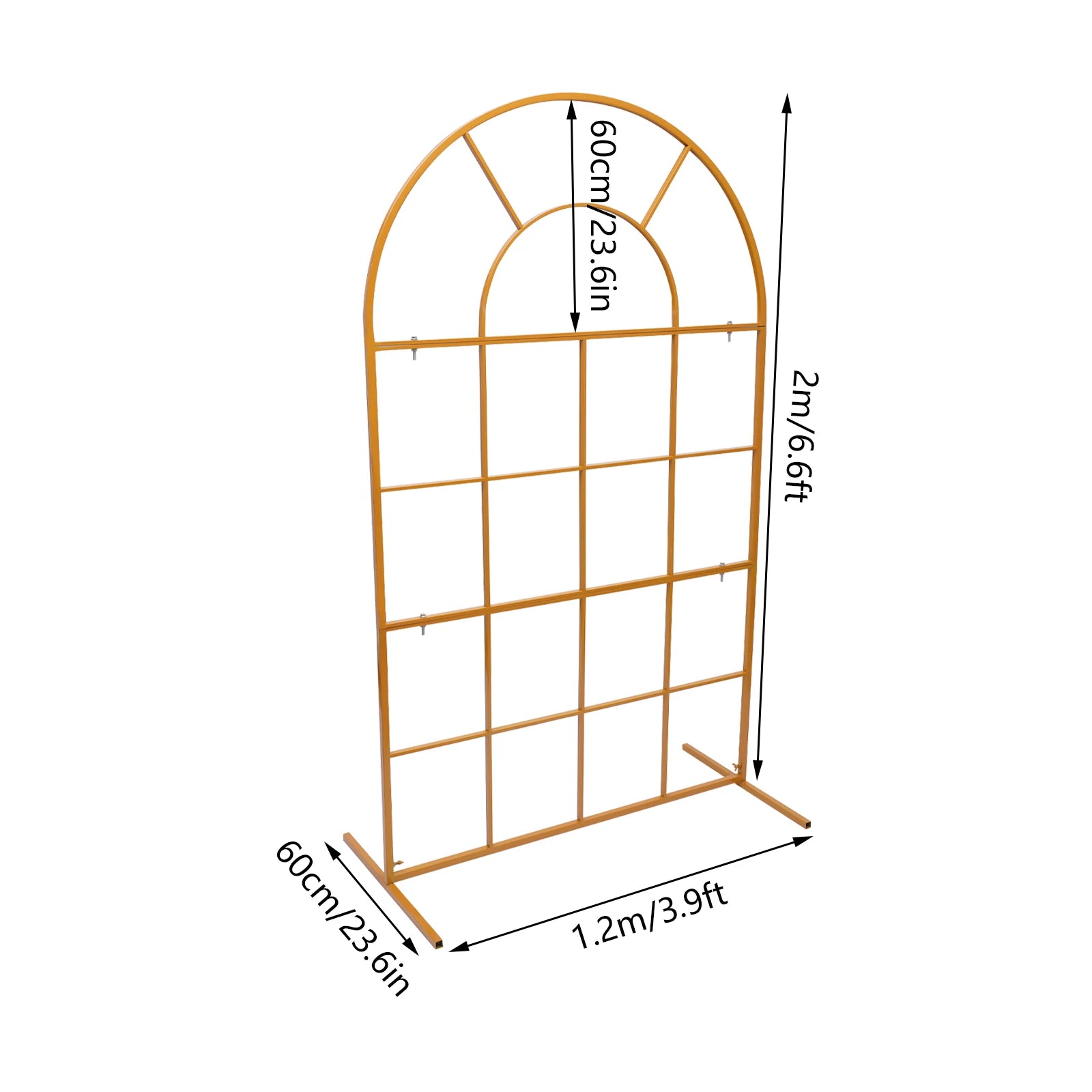 Metal Wedding Archway Backdrop Stand Galvanized Iron Free Standing Gold Durable Sturdy Easy Assemble Reusable