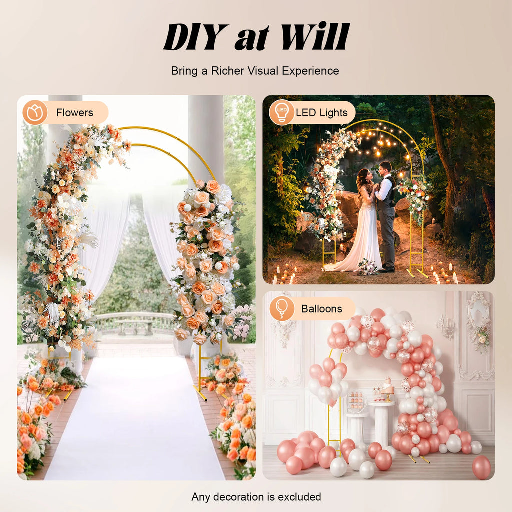 7.2ft Metal Wedding Arch  with Base, Balloon Arch Backdrop Arch Stand for Wedding, Garden, Yard, Indoor Outdoor Party Decoration