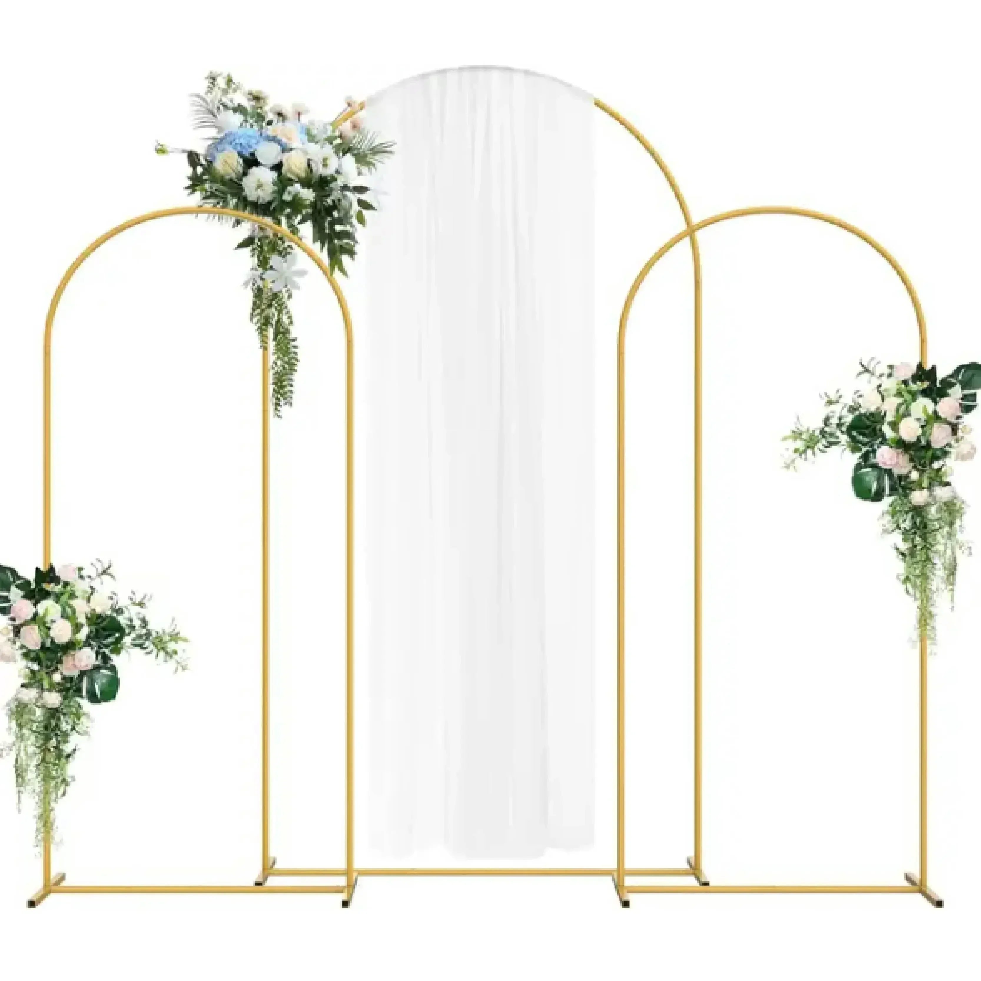 3Pcs Gold Metal Backdrop Arch Stands Wedding Decoration Party Supplies Balloon Support Frames Birthday Photo Background Props