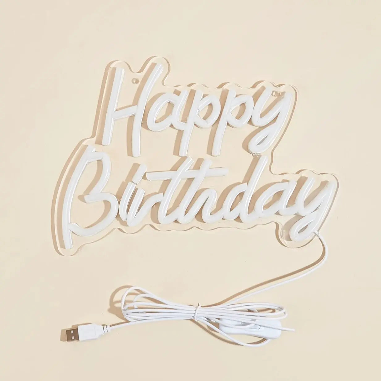 Neon LED Happy Birthday – Decoração de Festa USB